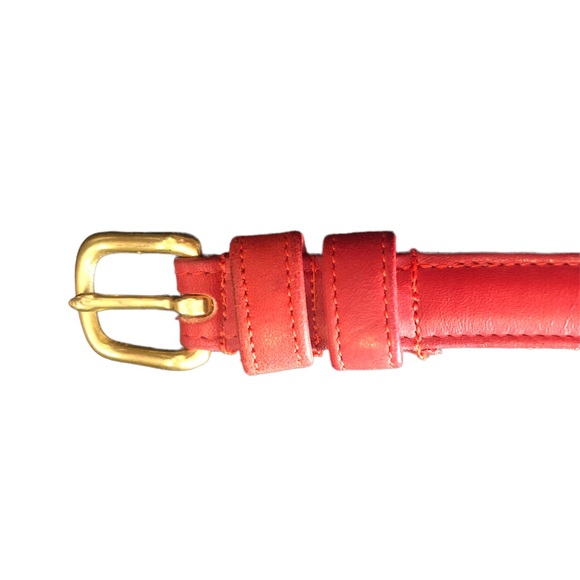 Vintage Coach red leather belt square brass buckle, small - Picture 2 of 7